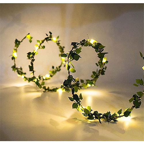 elegante Hochzeitsempfangsparty, 1 Stück 10 m 100 LEDs, LED-Weihnachtslicht für draußen, Blätterschnur, Feengirlande, Lichterkette, batteriebetrieben, für rustikale Hochzeitspartydekoration Image