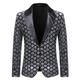 Male Blazer Wedding Party Party Evening Pocket All Seasons Sequined Glittery Wedding Single Breasted Blazer Silver Black Royal Blue Gold