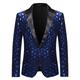 Male Blazer Wedding Party Party Evening Pocket All Seasons Sequined Glittery Wedding Single Breasted Blazer Silver Black Royal Blue Gold