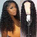 Deep Wave Lace Front Wigs Human Hair Wigs for Black Women 180% Density 4X4 HD Transparent Lace Closure Human Hair Wigs for Black Women with Baby Hair Natural Color