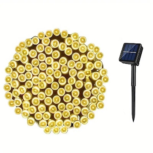 Elegante Hochzeitsfeier 1000/500/300/200/100/50/30LED Solar Lichterkette 8 Modi Solarlichter wasserdicht für Gärten Hochzeiten Partys Häuser Bäume Vorhänge Außenbereich Image