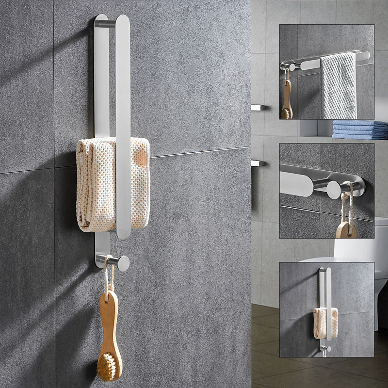 Towel Racks for Bathroom,Self-Adhesive Towel Bar Wall Mounted SUS304 Stainless Steel No Drill Towel Holders for Toilet Bathroom,Kitchen(Black/Chrome/Brushed Nickel)40cm