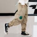 Kids Boys' Cargo Pants With Pocket Letter Soft Comfort Pants School Cool Daily Green Black Solid Color Fall Spring Active Casual Bottom 3-8 Years