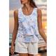 Women's Tank Top Vest Cotton Floral Casual Beach Ruffle Print Blue Sleeveless Fashion Streetwear U Neck Summer