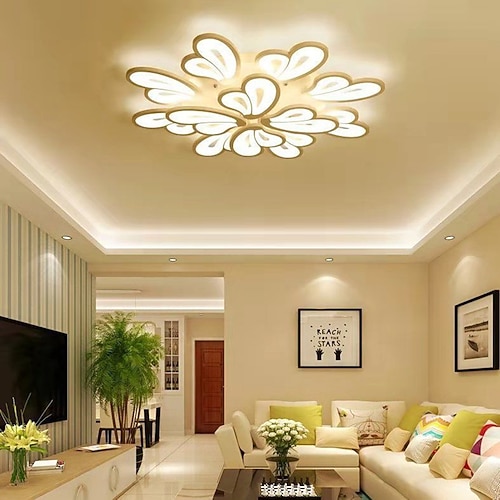 led deckenleuchte 3/5/9/12/15 köpfe deckenleuchte acryl aluminium stufenlos dimmbar schlafzimmer 110-240v nur dimmbar mit fernbedienung Image