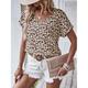 Damen T Shirt Leopard Casual Täglich Bedruckt Braun Kurzarm Modisch V Ausschnitt Sommer