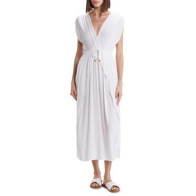 V-neck Front Tie Cover-up Maxi Dress