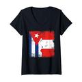 Damen Peruanische Wurzeln | halbe kubanische Flagge | Kuba Peru Pride Kids Dad T-Shirt mit V-Ausschnitt