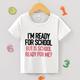 "Boys Funny T-shirt, Lightweight Comfy Short Sleeve Tops, ""i‘m Ready For School"" Graphic Tees For Unisex Toddlers Summer, Kids Clothings"