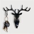 1pc, Deer Horn Hook Home Decoration Sticky Hook Wall Mounted Shelf Wall Hanging Creative Wall Personalized Deer Head Wall Key Holder