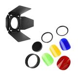 moobody BD08 Barn Door & Honeycomb Grid & Color Filters Kit for Flash Strobe Light Monolights