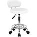 Youngshion PU Leather Modern Rolling Stool with Low Back Height Adjustable Work Salon Drafting Swivel Task Chair with Footrest White