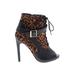 Shoedazzle Ankle Boots: Black Leopard Print Shoes - Women's Size 9 - Round Toe