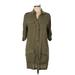 Kensie Casual Dress - Shirtdress Collared 3/4 sleeves: Green Print Dresses - Women's Size Large
