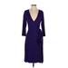 Banana Republic Casual Dress - Sheath V Neck 3/4 sleeves: Purple Dresses - Women's Size X-Small