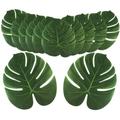 Yirtree Artificial Palm Leaves 12pcs Fake Green Leaf Faux Monstera Leaves Tropical Faux Leaves for Safari Jungle Hawaiian Luau Party Table Decoration Wedding Birthday Theme Party