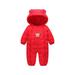 Baby Boy Girls Winter Warm Rompers Jacket Unisex Newborn Cotton Outfits Bodysuits Toddler Kids Boys Girls Cute Cartoon Little Ears Cotton Romper Sleeping Bag Red 100