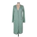 Forever 21 Casual Dress - Shirtdress V Neck 3/4 sleeves: Green Print Dresses - Women's Size Medium