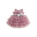 Kids Girls Ball Gown Princess Dress Sleeveless Bow Mesh Tulle Tutu Dresses Formal Party Layered Dress for Birthday Wedding