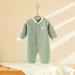 Jacenvly Baby Christmas Jumpsuit Clearance Soft Warm Baby Romper Winter Casual Cute Young 2-24Months with Clothes Pajamas Unisex Cotton Solid Thick Long Sleeve Hooded Jumpsuit Gift/Role Play Green