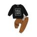 FEORJGP New Year Toddler Infant Baby Boy Outfit Long Sleeve Pullover Crew Neck Jumpers Letters Print Sweatshirt Tops with Elastic Waist Sweatpants 2-piece Loose Casual Outfit Activewear