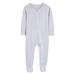 QIANGONG Baby Boys One-piece Pajamas Solid Baby Boys One-piece Pajamas Crew Neck Long Sleeve Baby Boys One-piece Pajamas Grey 3-6 Months