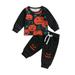 Xkwyshop Get Your Toddler Boys Halloween Outfits with Evil Pumpkin Print Sweatshirts Pants