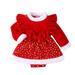 Infant Girls Christmas Romper Dress Toddler Girl Cute Red Princess Fur Trim Dress Santa Claus Mesh Skirts Winter Clothes