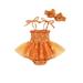 TheFound Newborn Baby Girls Halloween Outfit Pumpkin Romper Dress Ruffle Bubble Jumpsuit Skirt+Headband Clothes