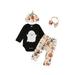 TheFound 4Pcs Newborn Baby Girls Halloween Clothes Long Sleeve Romper Ghost Pumpkin Print Pants Hat Headband Set