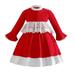 Quealent Girls Dress Female Big Kid Girl Dresses 3 Years Toddler Baby Girl Red Christmas Dress Santa Dressess Up Red Xmas Lace Dress Girls (Red 3-4 Years)