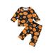 FOCUSNORM Newborn Baby Girls Boys Halloween Outfits Pumpkin Long Sleeve Pullover Sweatshirt Drawstring Pants 2Pcs Clothes