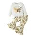 Canis Trendy 2Pcs Fall Outfits for Baby Girls consisting of Butterfly Tops and Floral Pants