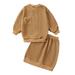 TheFound Toddler Baby Girls Fall Clothes Long Sleeve Sweater Tops with Elastic Waist Skirt 2Pcs Outfits