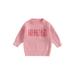 Canrulo Infant Toddler Baby Girls Sweater Long Sleeve Crew Neck Letter Pullover Tops Fall Winter Warm Clothes Pink 2-3 Years