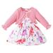 Rovga Outfit For Children Toddler Cardigan And Dress Girls Dinosaur Floral Print Sleeveless Tank Dress Long Sleeve 2Pcs Outfits