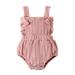 TheFound Newborn Baby Girl Summer Clothes Ribbed Romper Ruffle Sleeveless Elastic Halter Bodysuit