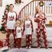 AnuirheiH Matching Family Pajamas Sets Christmas PJ s with Moose Plaid Printed Long Sleeve Tee and Bottom Loungewear