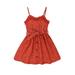 TheFound Toddler Baby Girls Summer Dresses Sleeveless V Neck Polka Dot Print Button Front Drawstring A-Line Dress