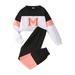 Rovga Outfit For Children Toddler Kids Girls Outfit Letters Prints Long Sleeves Tops Hoodie Sweatershirt Pants 2Pcs Set Outfits