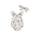 Canrulo Newborn Baby Girl Clothes Floral Print Ruffle Sleeveless Waffle Romper Jumpsuit with Headband Summer Outfits Pink 3-6 Months