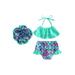 Canrulo 3Pcs Toddler Baby Girl Swimwear Summer Ruffle Crop Tops+Watermelon/Fish Scale Shorts+Hat Bikini Set Green 9-12 Months
