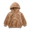 Honeeladyy Kids Girl s Fuzzy Hoodies Zipper Warm Loose Sherpa Hooded Sweatshirt Solid Color Pullover With Pockets #B-Christmas Gift