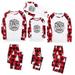 Pitauce Holiday Family Matching Pajamas Christmas PJs Sets Letter Printed Plaid Long Sleeve Tops Xmas Pajama Pant Cute Family PJs Infant Outfit on Clearance