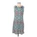 Aryeh Casual Dress - Shift: Teal Print Dresses - Women's Size Small