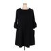 Nina Leonard Casual Dress - A-Line Crew Neck 3/4 sleeves: Black Print Dresses - New - Women's Size 2X