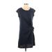 Jane and Delancey Casual Dress - Mini Scoop Neck Short sleeves: Blue Solid Dresses - Women's Size Small