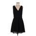 Ann Taylor LOFT Cocktail Dress - Party V-Neck Sleeveless: Black Solid Dresses - New - Women's Size 6