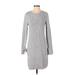 Ann Taylor LOFT Casual Dress - Sweater Dress: Gray Marled Dresses - New - Women's Size Small