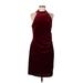 Vince Camuto Cocktail Dress - Party Mock Sleeveless: Burgundy Print Dresses - Women's Size 12